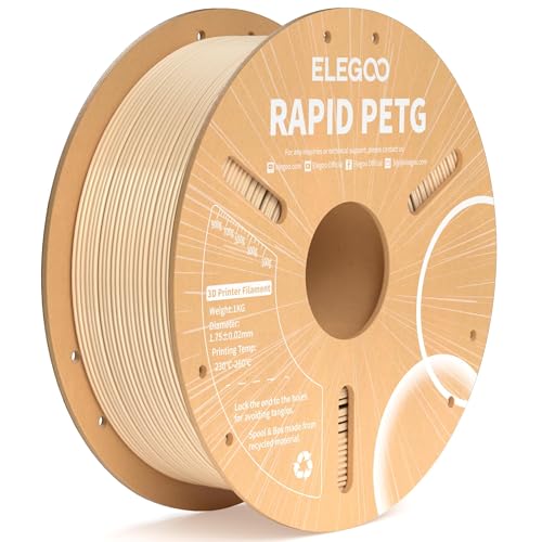 Image of ELEGOO Rapid PETG Filament 1.75mm Beige 1KG, High Speed 30-600mm /s 3D Printer Filament Dimensional Accuracy + /- 0.02 mm, 1kg Cardboard Spool(2.2lbs) Fits for Most FDM 3D Printers