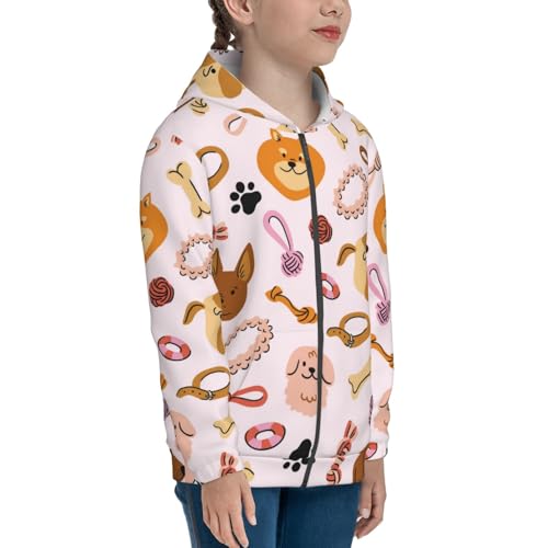 Cute Dog Kid Hoodies Boys Zip Up Sweatshirts Girls Pullover with Pocket4