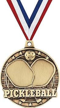 Pickleball Gold Medal, 2" Pickleball Medal Award with Ribbon