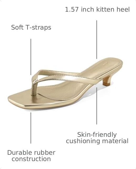 Image of Women's Flip-Flops Kitten Heels Thong Sandals For Women Square Toe Slip On Fashion Summer Dress Sandals