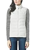 XPOSURZONE Women Packable Lightweight Down Vest Outdoor Puffer Vest Winter White Medium