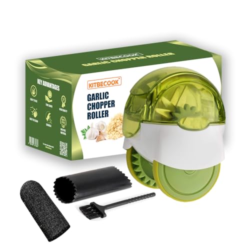 Garlic Chopper Roller Set with Peeler and Cleaning Brush - Effortless Garlic Mincing