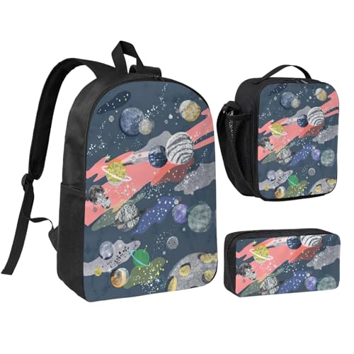 Sac à dos d'école planète EdWal avec boîte à déjeuner et trousse pour élève