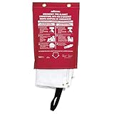 High Temperature Resistant 100% Fiberglass Emergency Fire Blanket with Red Vinyl Hanging Pouch, 6' x 5', White