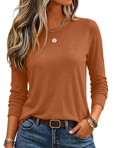 Zeagoo Women's Casual Shirts Long Sleeve Tops Crewneck Tshirts Fall Clothes