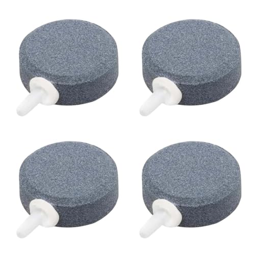 GNALIA Bulleur Aquarium Pierre À Air, Disque De Diffusion Bulles Rond Gris 4Cm, Diffuseur D'Oxygène Pour Pompe À Air, Accessoire Bassin Poissons, 4 Pièces