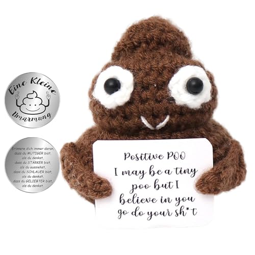 RNXSIB Palm Pals Kackhaufen Positive Geschenke Gestrickte Puppe mit Positivitätskarte, Lustige Positivitäts-Strickpuppe, Gehäkeltes Emotional...