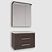 Produktbild Design Badmöbel Spiegelschrank + Unterschrank + Waschbecken 75cm in der Farbe Braun / Dunkelbraun / LED / Soft-Close / Montagefertig / MADE IN GERMANY