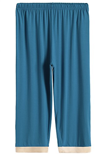 Latuza Women's Sleepwear Tops with Capri Pants Pajama Sets L Teal