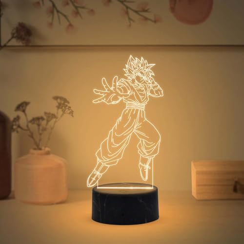 GIFTMEBAZAR 3D Illusion Anime Led Table Lamp Birthday Gift for Kids & Anime Lover | Warm White Light & On/Off Touch Button | Anime Home Decor Light (Goku156)
