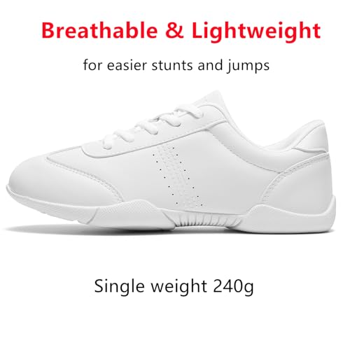 Cheer Shoes for Girls Womens White Cheer Shoes Youth Cheerleading Shoes Competition Sports Training Athletic Comfortable Flats Breathable Soft Kids Cheer Sneakers2