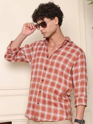 Image of NoseQueen Men's Checked Cotton Shirt | Full Sleeve Regular Fit Casual Shirt for Men | Soft Breathable Checkered Shirt
