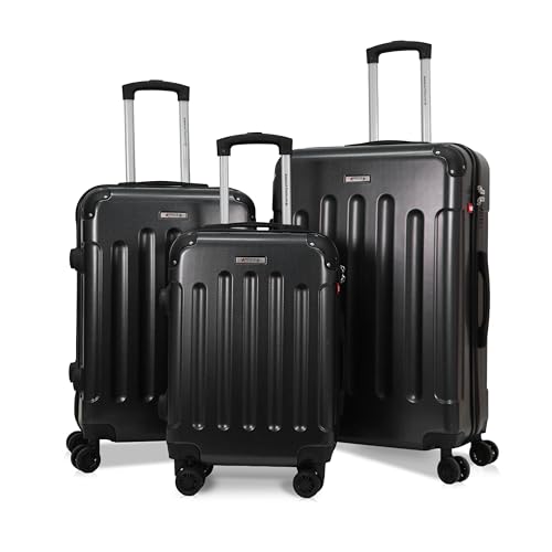 Image of AMERICAN TRAVELLER Rockstar Polycarbonate Trolley Bag | Set of 3 | Lightweight Durable Hard Shell | TSA Type Lock | Anti-Theft Zip | 360 Disc Spinner Wheels | Telescopic Handle.