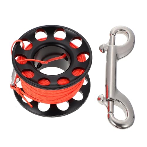 CONGARTENO Carrete Dedo de Buceo de Aluminio Antienredos Herramienta Práctica para Buceo Accesorio Subacuático con Gancho y Clip Resistente Negro