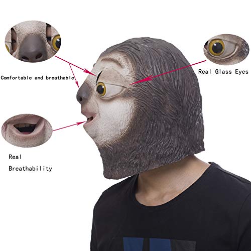 Molezu Halloween Novelty Costume Party Latex Jungle Animal Costumes Sloth Bear Head Rubber Costume #TOP2