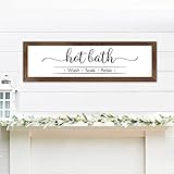 Family Quote Frame Wood Signs Hot Bath Wash Soak Relax Life Positive Farmhouse Rustic Sign Hanging Wall Art For Home Coffee Bar Bathroom Kichen Decor 6 x 20 Inch