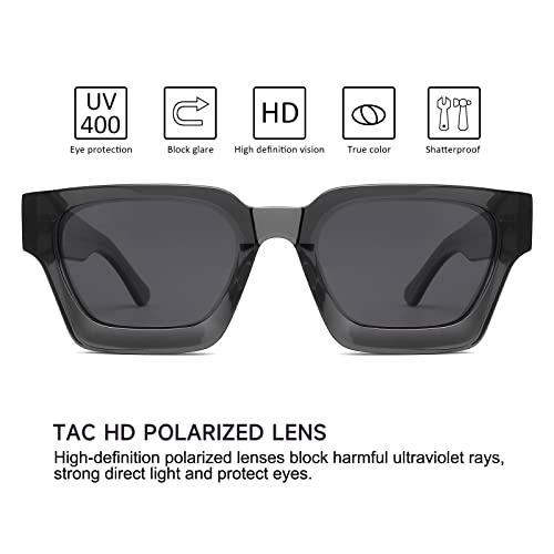 Trendy Polarized Sunglasses for Men Women, UV400 & Shatterproof, Durable Acetate Frame, Anti Glare HD Lens 1439S3