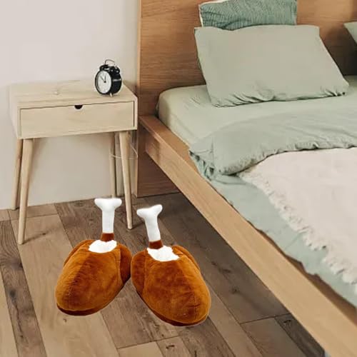 Thanksgiving Turkey Legs Plush Slippers Unique Pull on Slippers for Party Favors Brown3