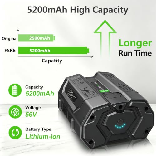 Image of FSKE 5200mAh Replacement for EGO 56V 5Ah Battery BA2800T BA2800 BA4200T