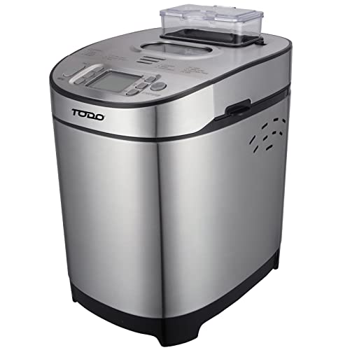 TODO Stainless Steel Bread Maker 13 Programs Menu 550W Power Fruit Nut Dispenser Keep Warm Function