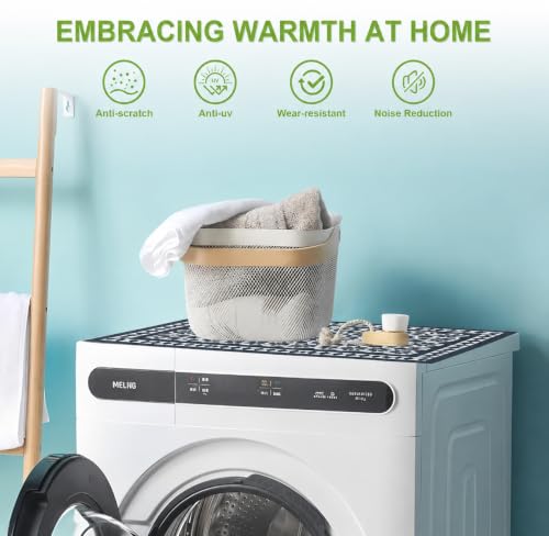 Image of Homecloud Washing Machine Mats for Top of Washer, Washing Machine Protective Mats, Dish Drying Mat, Non-slip Waterproof Washer Dryer Dust Cover Mat for Laundry & Kitchen (60cm x 60cm) (Black)