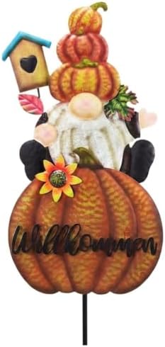 TERESA'S COLLECTIONS Herbstdeko Draußen,Metall Gartenstecker Zwerg Kürbis | DIY Willkommen Schilder,Gartendeko für Draußen Wetterfest,Kürbis Deko für Terrasse,Thankgiving Fall Gesc