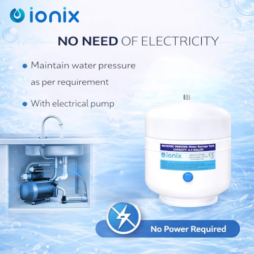 Image of IONIX Ro Stainless steel 304 Pre-Pressurized Metal pressure tank with tank valve, 4.4 gallons capacity, Healthy water for your family, Used by Top indian brands, Ro Metal Pressure Tank