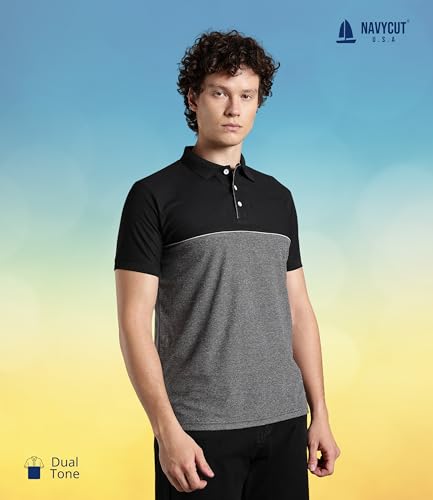 Image of Men's Polo T-Shirt | Regular Fit Short Sleeve Shirt with Collar | Solid Color Casual & Sport Polyester Top for Men | Machine Washable