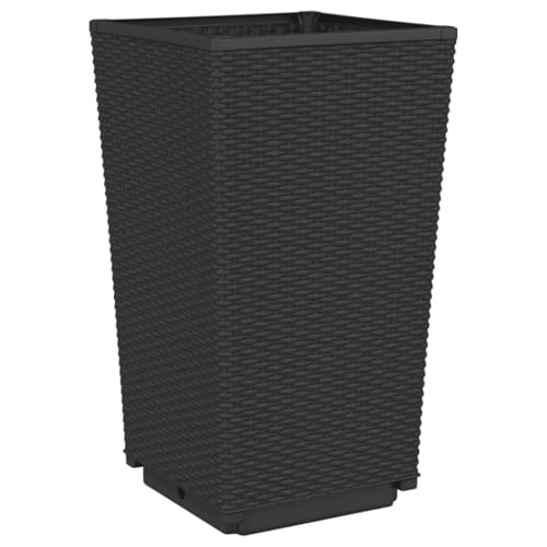 Jardinières au design aspect rotin élégant en polypropylène noir résistant de 57 cm - 5