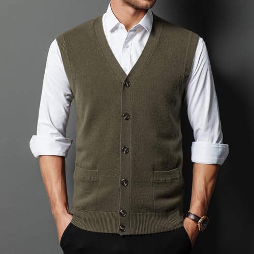 100% Wool Sweater Menv-Neck Sweater Men Cardigan Vest Spring and Autumn Basic4