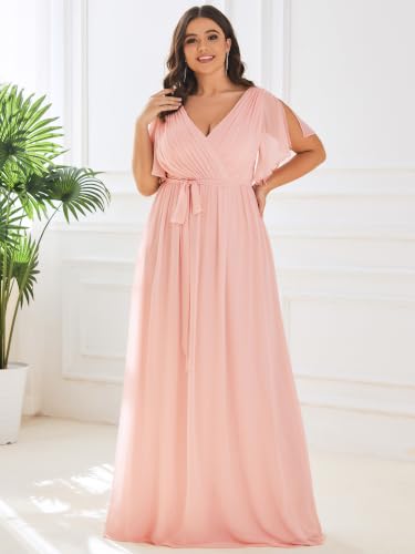 Image of Ever-Pretty Plus Women's Chiffon Maxi Plus Size Formal Bridesmaid Dresses