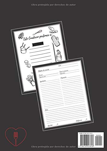 Miniatura 2 de Mis recetas Libro de recetas en blanco - Recetarios de cocina para escribir Libreta y Cuaderno para recetas de cocina, en blanco, personalizado, ...