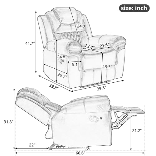 Sillón reclinable manual marrón miniatura 2