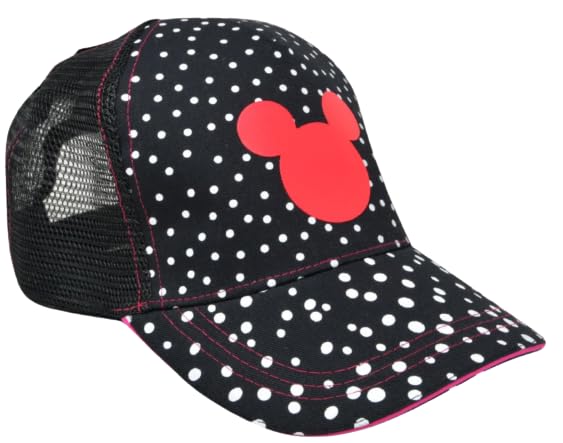 GenericMinnie Trucker Mesh Hat with Polka Dots Adjustable Velcro Black Cap