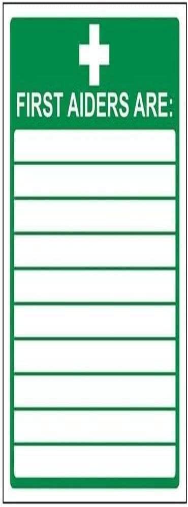 V Safety 31008AN-S First Aiders Sign - Portrait - 150mm x 200mm - Self Adhesive Vinyl, Green