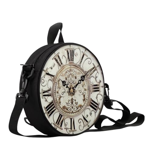 Image of Women Novelty Round Clock Shape Zippered Clock Purses for Women Tote Handbag Shoulder Bag, Gift for Mom Girlfriend