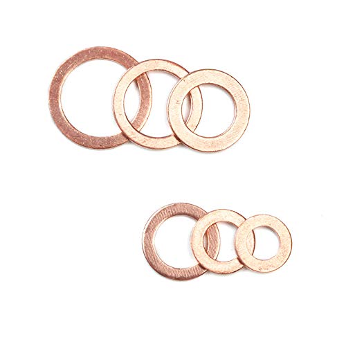 120Pcs M5/M6/M8/M10/M12 Copper Sealing Washer for Boat Crush Washer Flat Seal Ring Fitting Kit