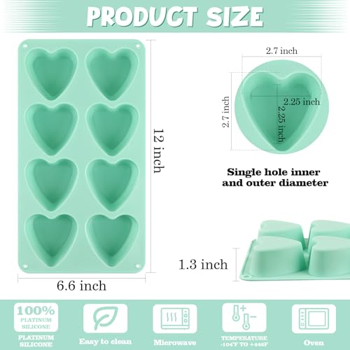 Image of Sakolla 2 Pack 8 Cavity 2.7″ Heart Chocolate Molds Silicone | Food-grade Silicone Molds, Soap Making Molds for Chocolate, Candy, Mousse, Cake Pop, Jelly, Pudding