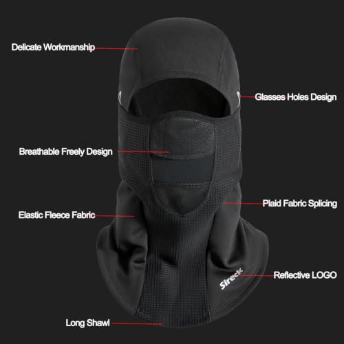 Image of Sireck Ski Mask Balaclava,Fleece Thermal Face Mask Cover, Windproof Warmer Winter Scarf Mask,Men Women Cold Weather Neck Hood