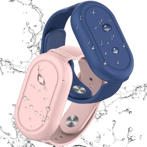 for Samsung Smart Tag 2 Bracelet for Kids, 2 Pack Waterproof Hidden Wristband for Galaxy SmartTag2 for Toddlers, Children, Elderly, Backpack, Luggage (Blue/Pink)