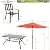Sophia & William Outdoor Dining Table and Chairs for 6 with 9ft Tiltable Patio Umbrella, 8 Piece Metal Patio Dining Set, 6 Stackable Chairs, 1 Rectangular Dining Table and 1 Orange Red Umbrella