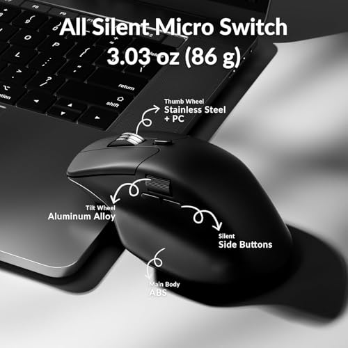 Image of Keychron M6 Wireless All Silent Gaming Optical Mouse, 1000Hz Tri-Mode 2.4 GHz /Bluetooth 5.3 /Wired, PixArt 3311 Sensor, 12000 DPI, Magnetic Metal Scroll Wheel for Windows PC /Mac - Black
