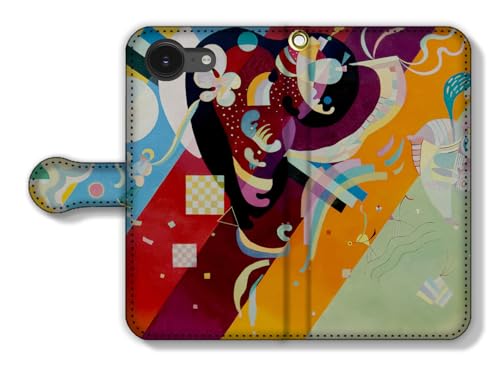 手帳型 iPhone16e互換 スマホケース【世界の名画】 カンディンスキー ☆抽象画☆ 絵画 芸術 アート おしゃれ 色彩 (コンポジション\)