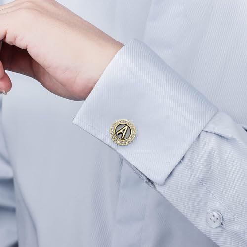 Set de 4 mancornas para hombres con clip de corbata y broche dorado miniatura 2