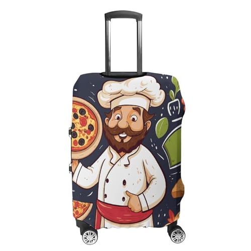 Suitcase Covers for Luggage Washable Luggage Cover Chef Pizza Luggages Wheel Covers Elastic Travel Carry On Suitcase Cover Travel Luggages Protector Sleeve Fit 29-32 Inch M4