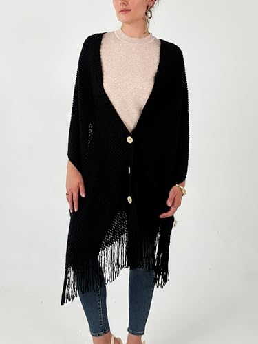 CATCHY & CRAFTY Women's Knitted Scarf Shawl Wrap Poncho Versatile Cardigan Sweater Cape Holiday Gifts4