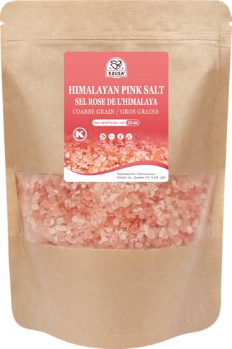 52USA Coarse de sal rosa del Himalaya 2lb (907 g), gourmet cristal puro rosa sal del Himalaya, sal del Himalaya para amoladora y molinos de sal, sal Kosher & Natural certificada