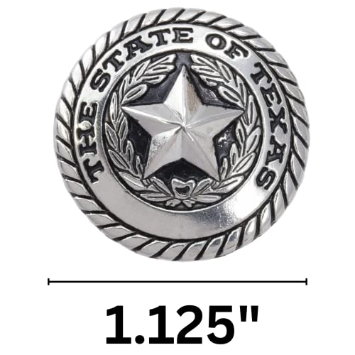 Needzo Texas Seal Silver Toned Concho, Snap Closure Decoration for Leather Saddle or Belt, Cowboy Accessory for Men and Women, 1.125 Inches (2 Pack)2