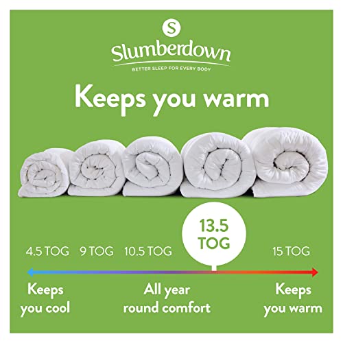 Slumberdown Anti Allergy Single Duvet - 13.5 Tog Warm Winter Quilt Ideal for Cold & Chilly Nights, 2 Medium Pillows - Anti Bacterial, Soft Touch Cover, Machine Washable, Size (135cm x 200cm)