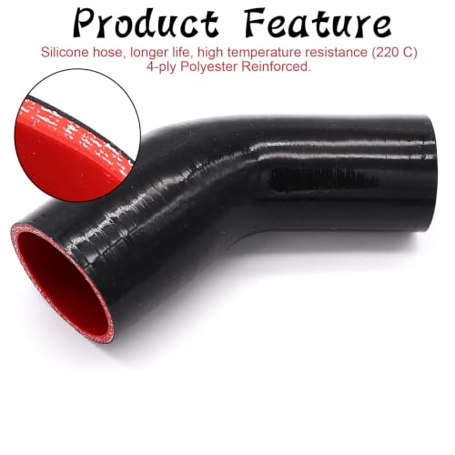 Image of 45 Degree 2 to 2-1 /2 inch(51-63mm) Silicone Reducer Coupler Hose,4-Ply Reinforced,Length 4inch(102mm) with 2PCS Clamps Turbo /Intercooler /Intake Piping Reducer